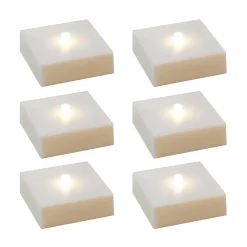 LumaBase Battery Operated LED Lights With Timer, Soft White - Set Of 6