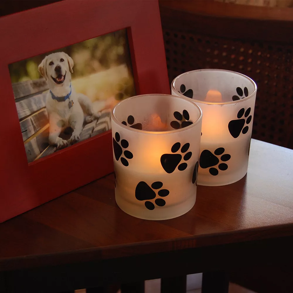 LumaBase Paw Print LED Candle 2-piece Set - Image 2