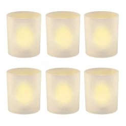 LumaBase Frosted Plastic Amber LED Candle 6-piece Set