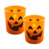 LumaBase Jack O' Lantern Battery Operated Wax LED Candle Set