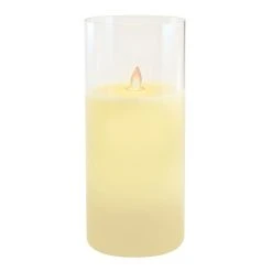 LumaBase 10" Battery Operated LED Realistic Wax Candle In A Glass Holder