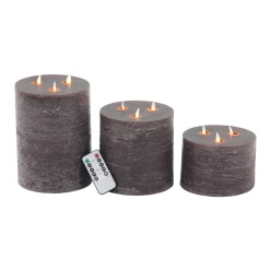 Stella & Eve Modern Brown Flicker LED Pillar Candle 3-piece Set