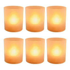 LumaBase Battery Operated LED Votives With Timer - Orange Battery 6-piece Set