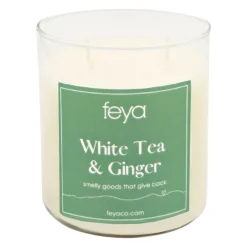 Feya Candle 20-oz. White Tea & Ginger Soy Wax Candle Jar