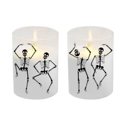 LumaBase 2-pack Battery Operated LED Glass Candles With Moving Flame