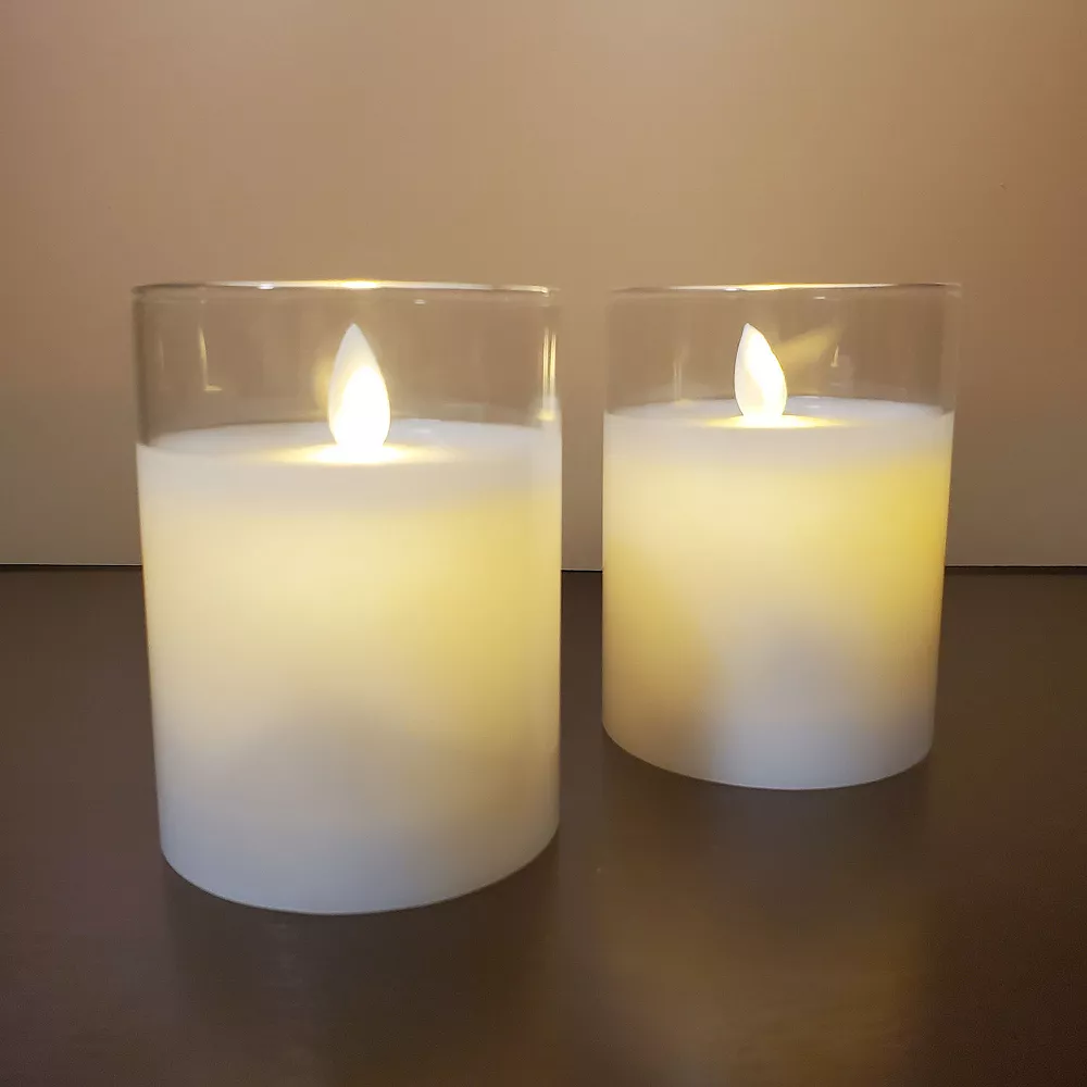 LumaBase 2-pack Battery Operated LED Glass Candles With Moving Flame - Image 2
