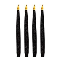 LumaBase Black Battery Operated LED Candles With Flickering Flame 4-pack Set