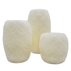 LumaBase Battery Operated Textured LED Pillar Candle 3-piece Set