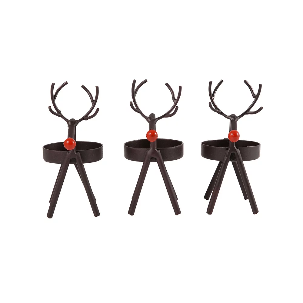 Studio 66 Mini Reindeer Tealight Holders - Set Of 3