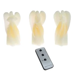 Lavish Home LED Rose Scented 3-piece Flameless Angel Candle Set With Remote Control
