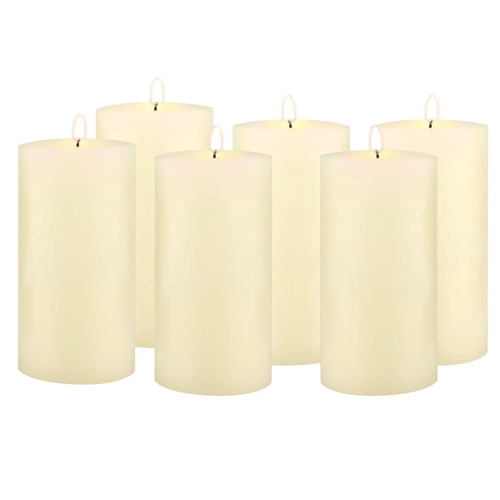 Stonebriar Collection Tall Long-Burning Unscented Wax Pillar Candles 6-piece Set - Image 4