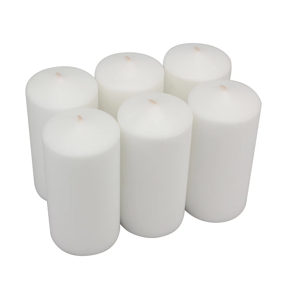 Stonebriar Collection Tall Long-Burning Unscented White Wax Pillar Candles 6-piece Set - Image 6