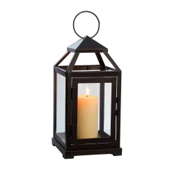 Juvale Black Decorative Candle Lantern, Decorative Metal Candle Holder With Tempered Glass (5.3 X 11 In)