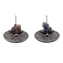 F.C Design FC Design 2-PC Blue Dragon And Purple Dragon 4.25"W Incense Burner Sticks Holder Set