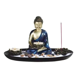 F.C Design FC Design 11.25"W Buddha With Louts Candle Holder And Incense Sitck Holder Decoration Figurine