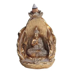 F.C Design FC Design 5"H Golden Buddha Backflow Incense Burner Incense Sticks Holder