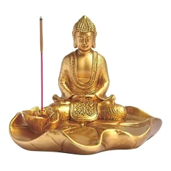 F.C Design FC Design 4.25"W Golden Buddha Incense Burner Statue Fantasy Decoration Figurine