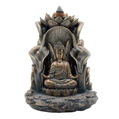 F.C Design FC Design 5.5"H Bronze Buddha With Louts Backflow Incense Burner Statue Incense Holder Decoration Figurine