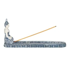 F.C Design FC Design 10.25"W Gautama Buddha Dhyana Mudra Incense Burner Incense Sticks Holder In Blue And White Finish
